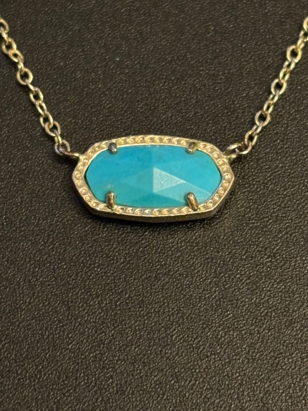 Authentic Kendra Scott Elisa 14” Turquoise Blue Pendant Necklace